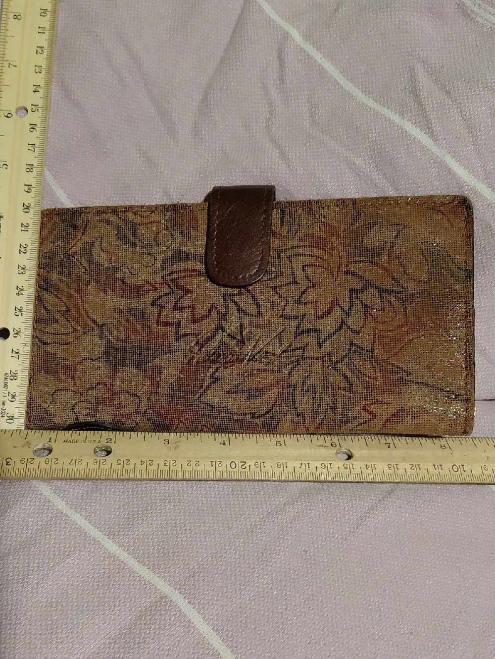Patricia Nash Brown Floral Leather-Trim Phone Wallet Case